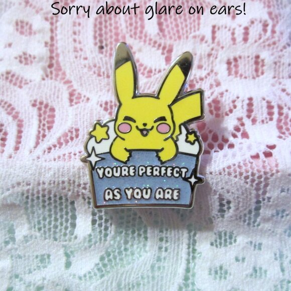 Pikachu Pin *You're Perfect as You Are* Hard Enamel - Picture 4 of 4